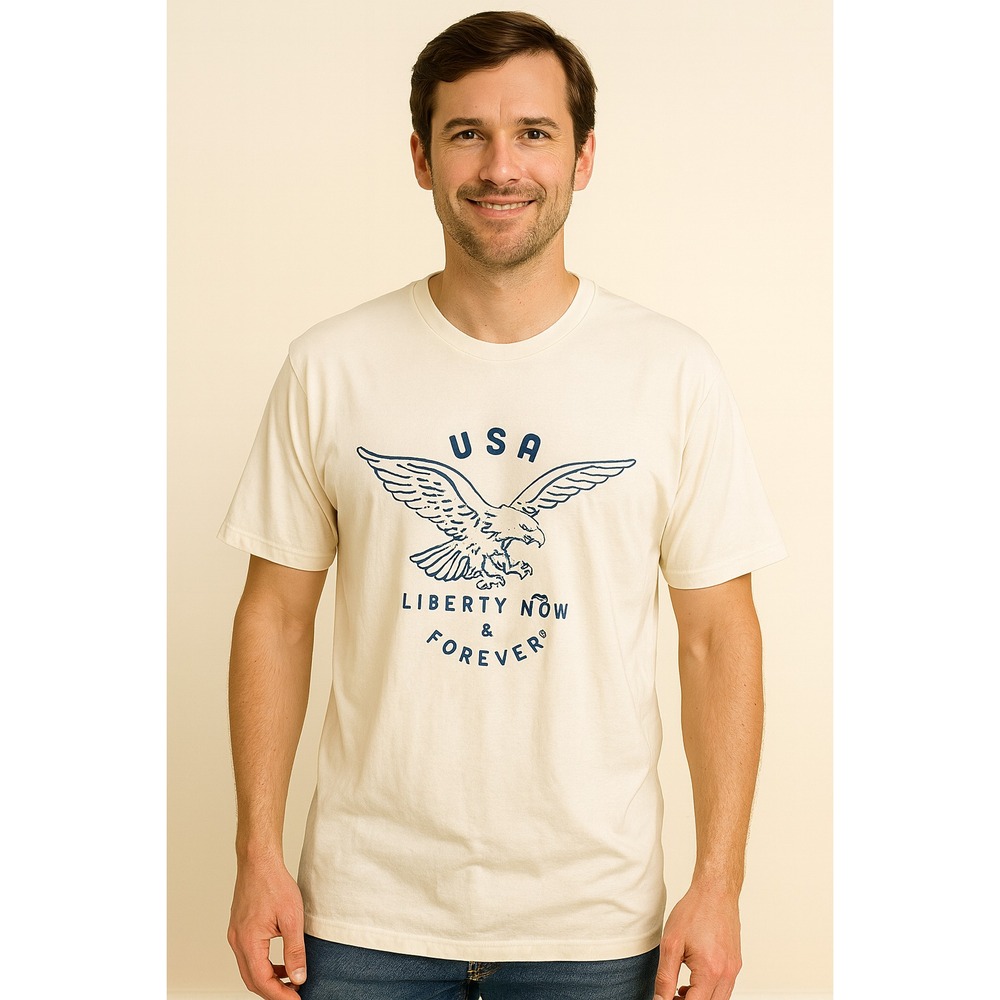 USA Eagle Graphic Tee 2X White Short Sleeve Patriotic T-Shirt NEW